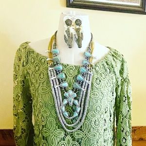 3 Strand Silver Beaded Necklace